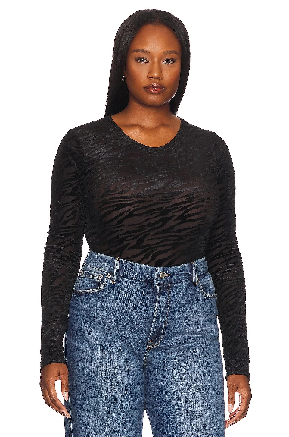 GOOD AMERICAN BODY PRINTED CREW Burnout Zebra - Image 2