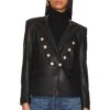 Delilah Faux Leather Blazer Black