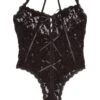 HANKY PANKY Lace Open Bodysuit Black