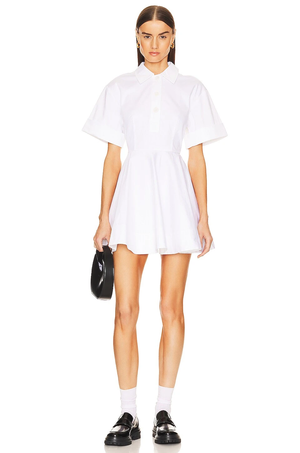 Stretch Cotton Sateen Shirt Dress White - Image 2