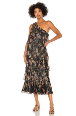 X REVOLVE Collins Dress Noir Floral Multi