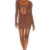 Willa Ruched Cut Out Mini Dress Dark Terracotta