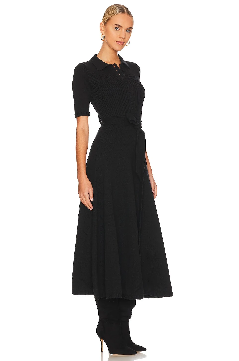 Rylee Wool Midi Dress Black - Image 2