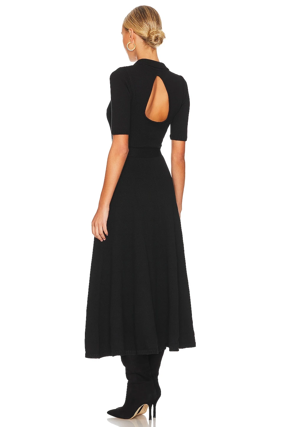 Rylee Wool Midi Dress Black - Image 3