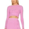 Peachskin Long Sleeve Crop Crew Sweet Pink