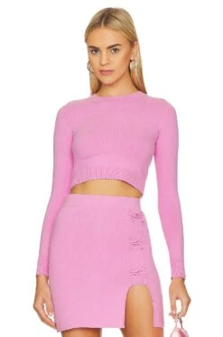 Peachskin Long Sleeve Crop Crew Sweet Pink