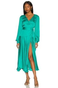 Noelle Wrap Dress Emerald
