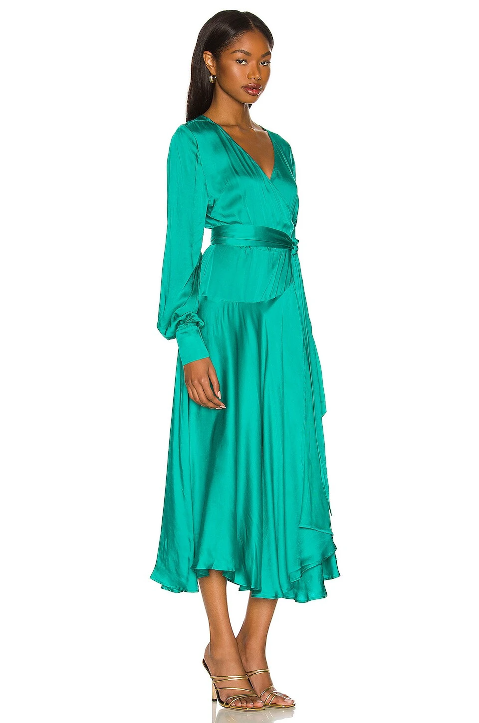 Noelle Wrap Dress Emerald - Image 2
