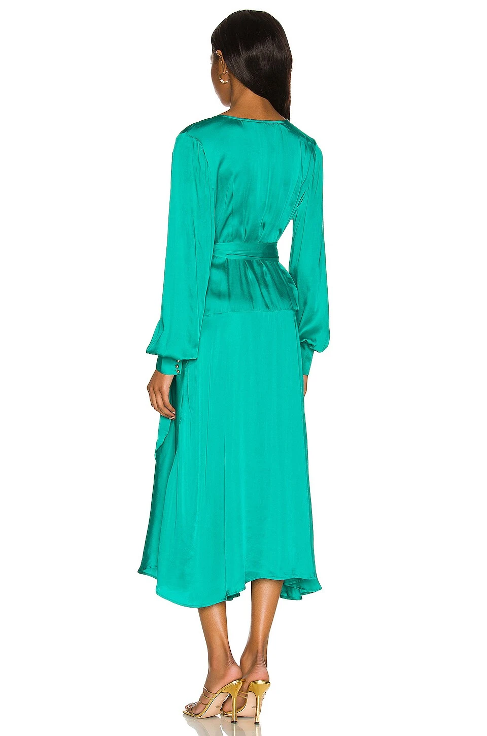 Noelle Wrap Dress Emerald - Image 3