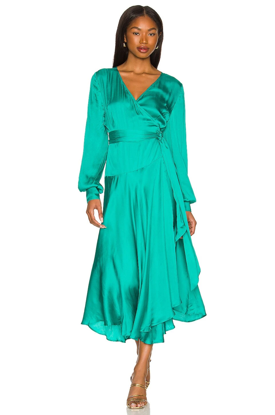 Noelle Wrap Dress Emerald - Image 4