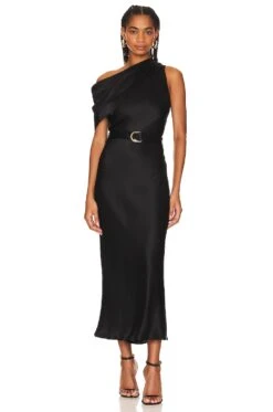 Angelique Solid Dress Black