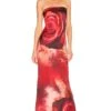 Tube Silk Gown Red Rose