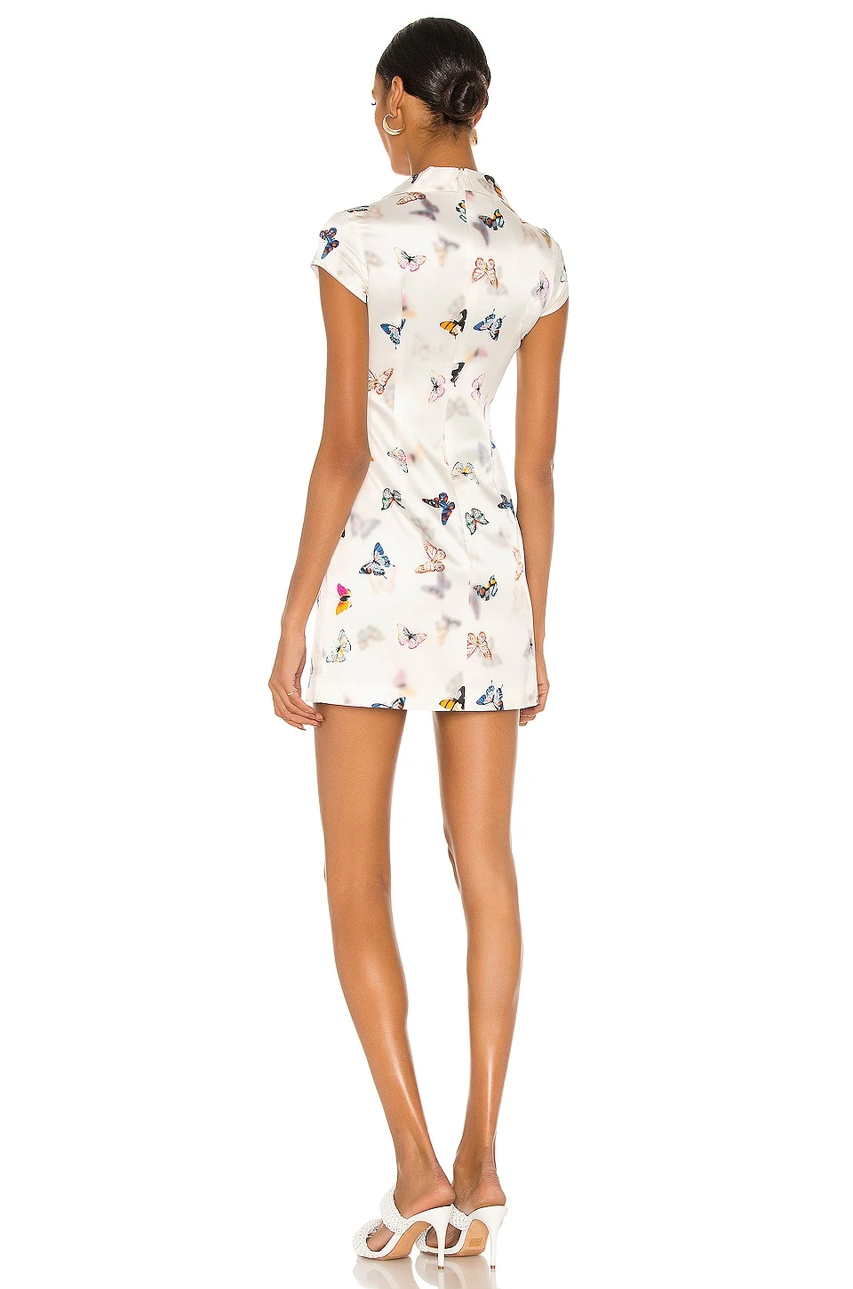 Butterfly Silk Mini Dress White - Image 3