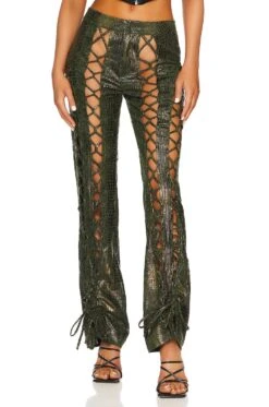 Lace Up Croc Pant Black
