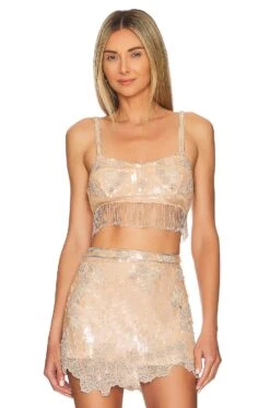 LoveShackFancy Maeva Crop Top Peach Medley