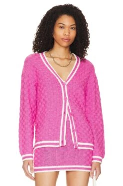 Zata Cardigan Pink & White