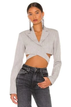 August Wrap Blazer Light Grey