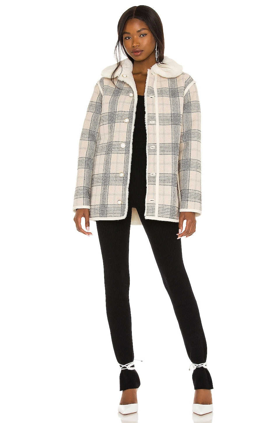 Natalia Faux Fur Jacket Ivory - Image 2