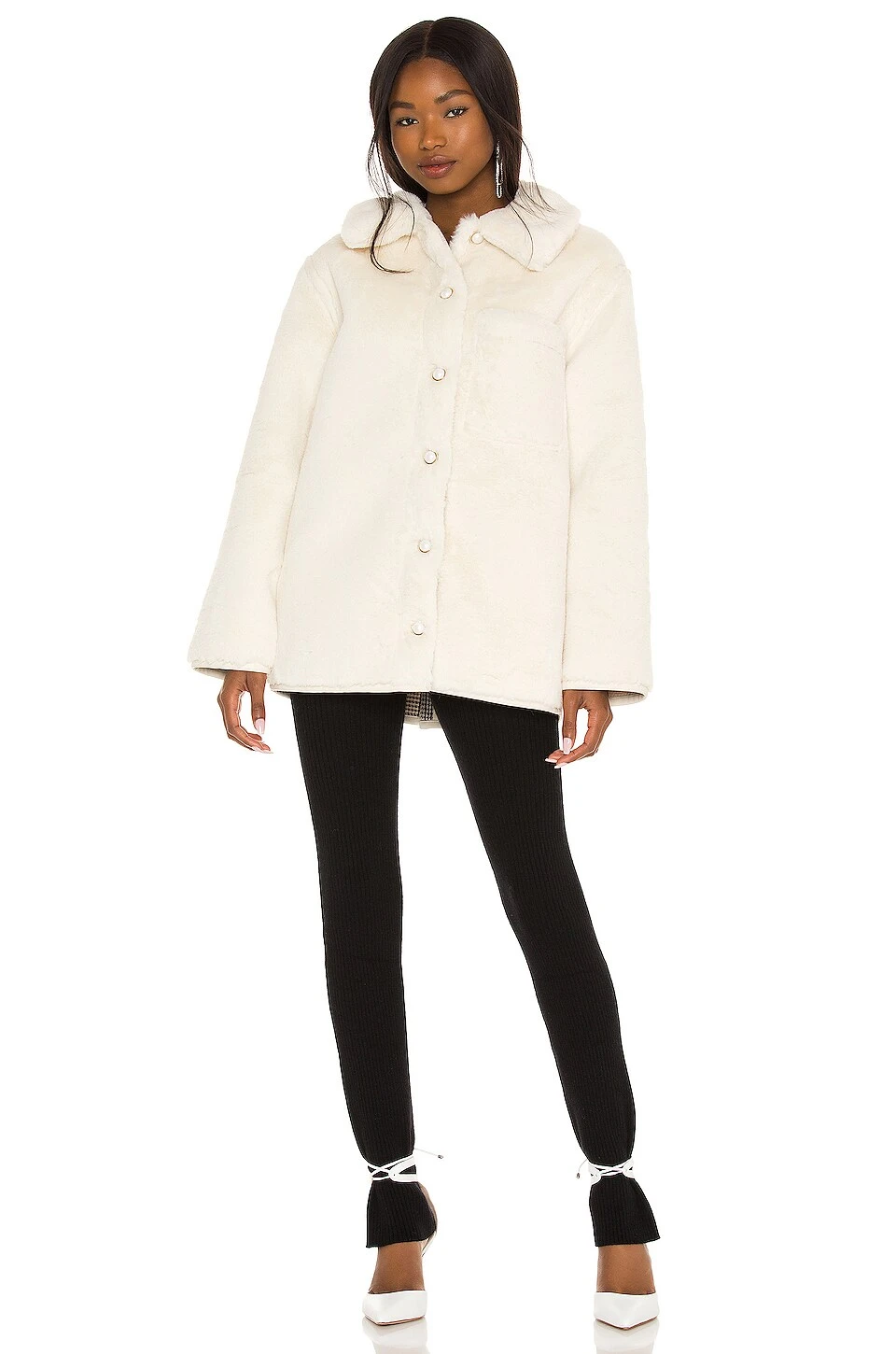 Natalia Faux Fur Jacket Ivory - Image 3