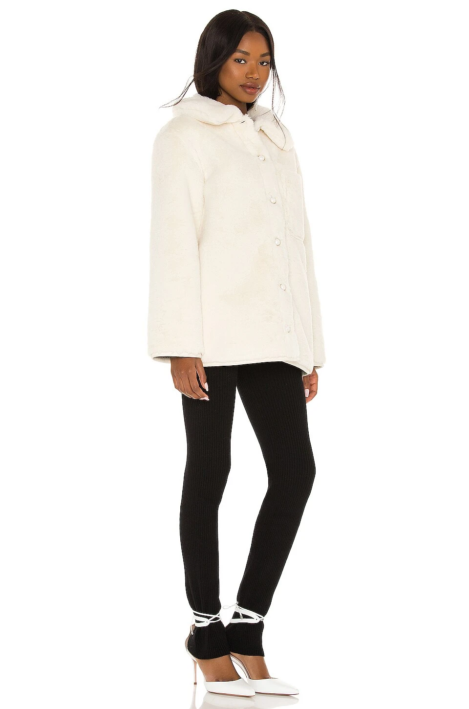 Natalia Faux Fur Jacket Ivory - Image 4