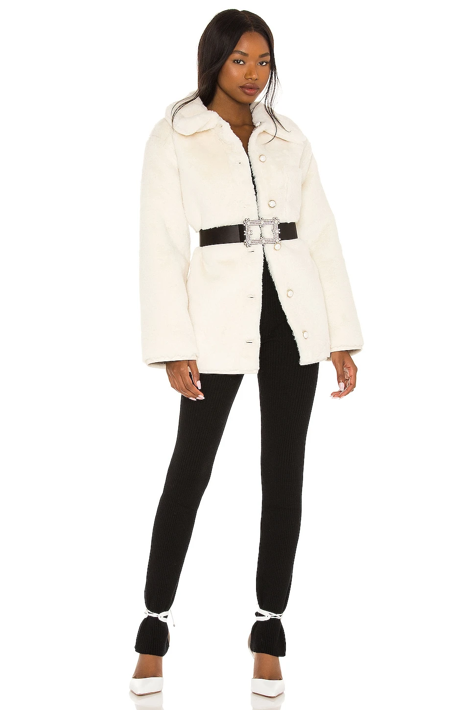 Natalia Faux Fur Jacket Ivory - Image 6