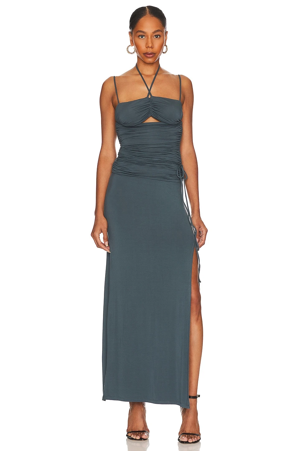 Sia Ruched Maxi Dress Slate Gray