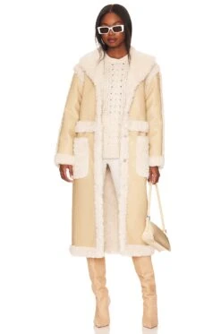 Adriano Coat Tan & Creme Sherpa