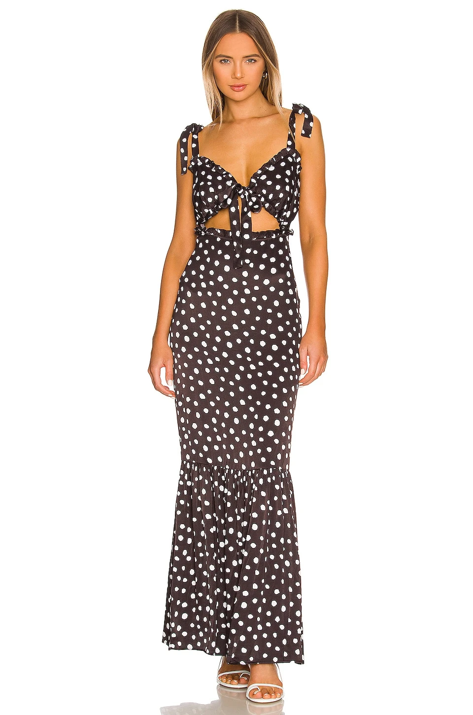Fiammetta Maxi Dress Black & White Dot