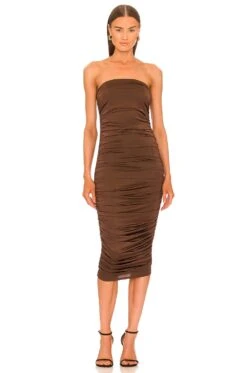 X REVOVLE Laney Midi Dress Brown