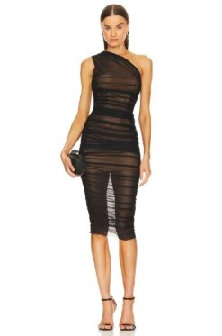 X REVOLVE Polina Midi Dress Black