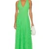 MILLY Oria Pleated Dress Kelly Green