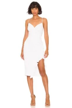 Natasha Ruffle Midi Dress White