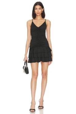 Susanna Ruched Mini Dress Black