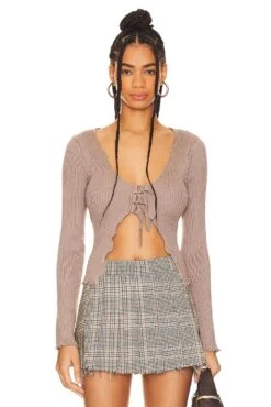 Declan Long Sleeve Top Taupe