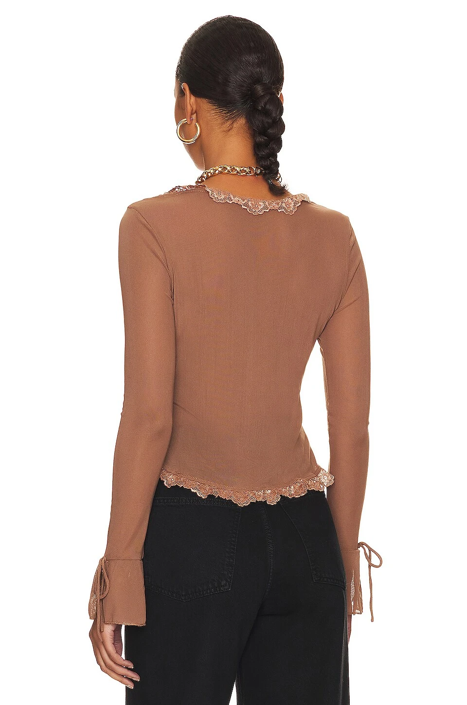 Kelsea Tie Front Top Brown - Image 3