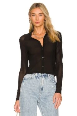 Dione Button Front Top Black