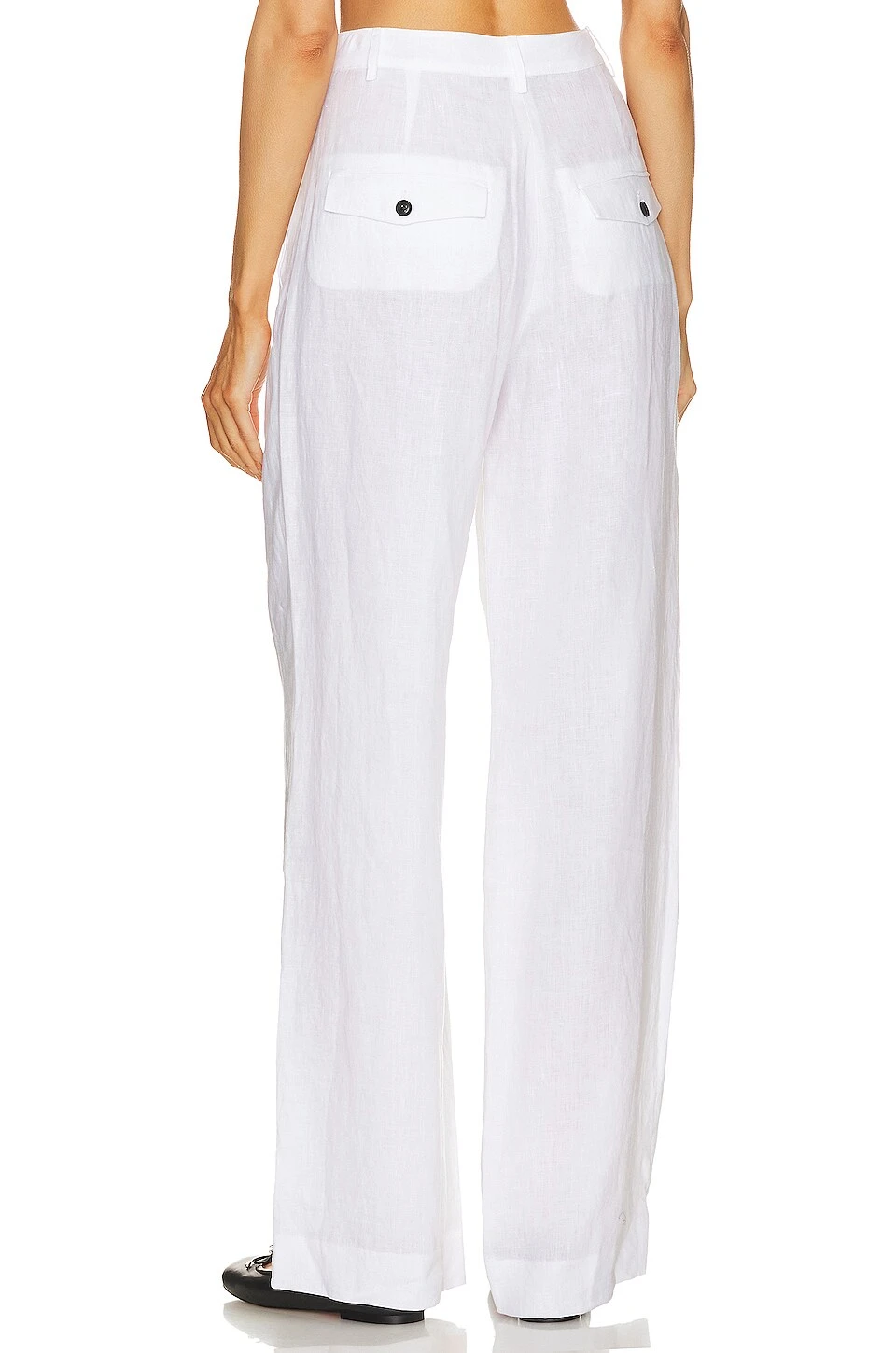 Theo Linen Double Waist Trouser Linen White - Image 3