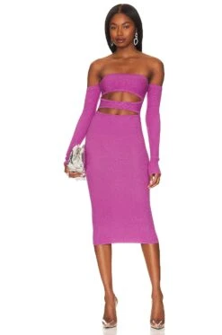 Marcella Cut Out Midi Dress Purple