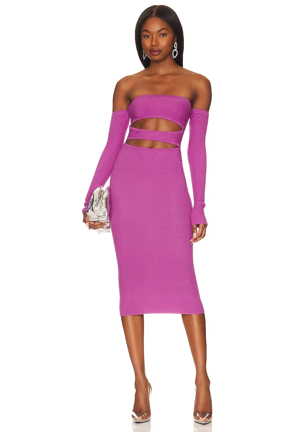 Marcella Cut Out Midi Dress Purple