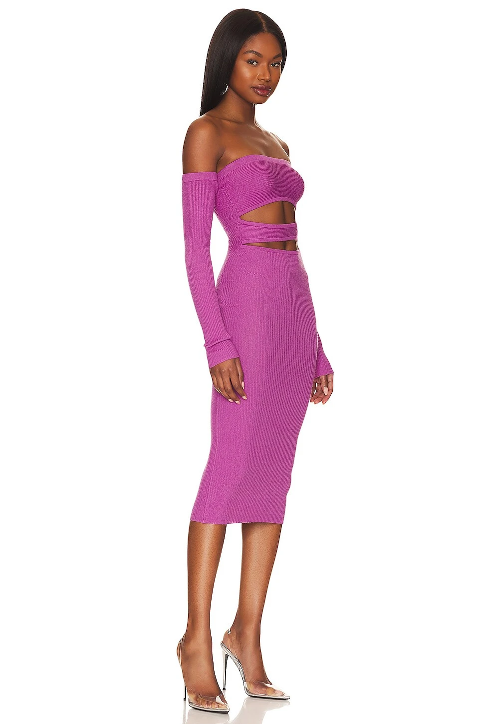 Marcella Cut Out Midi Dress Purple - Image 2
