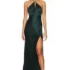 Ambra Halter Neck Gown With Necklace Forest