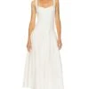Makenna Drop Waist Corset Midi Dress Off White