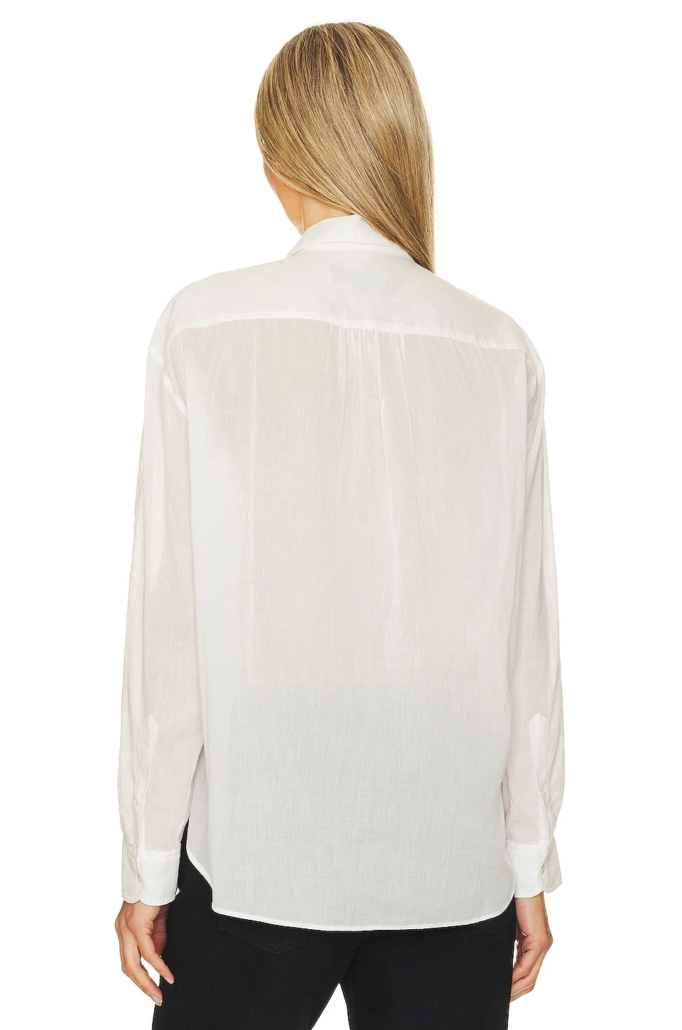 NILI LOTAN Daniel Voile Tuxedo Shirt Ivory - Image 3