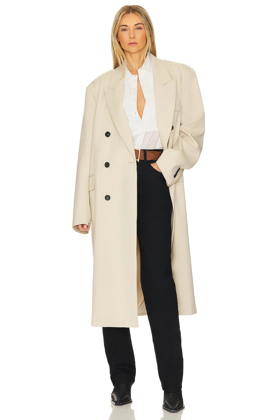 NILI LOTAN Daniel Voile Tuxedo Shirt Ivory - Image 4