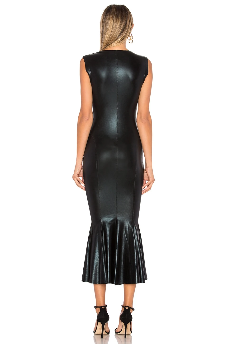 Norma Kamali Sleeveless Midi Dress Black Foil - Image 3
