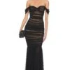 Norma Kamali Walter Fishtail Gown Black Mesh