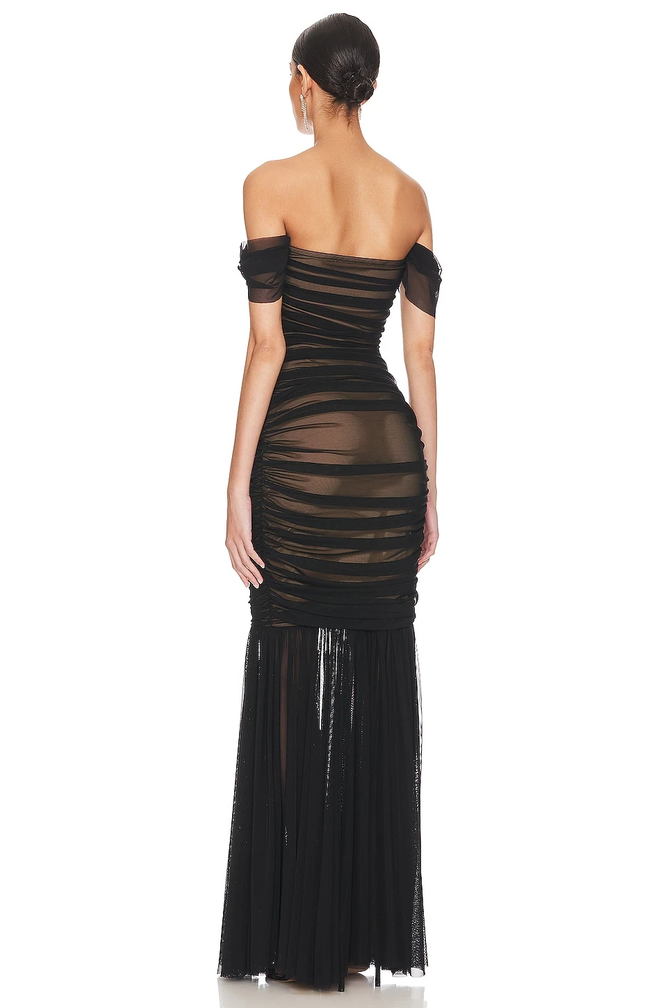 Norma Kamali Walter Fishtail Gown Black Mesh - Image 3