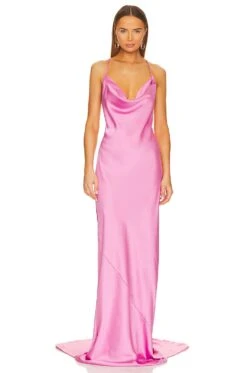 Norma Kamali Cross Back Bias Gown Candy Pink