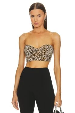 Norma Kamali Bonded Corset Bra Bb Leopard