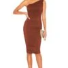 X REVOLVE Inspire One Shoulder Midi Dress Chocolate